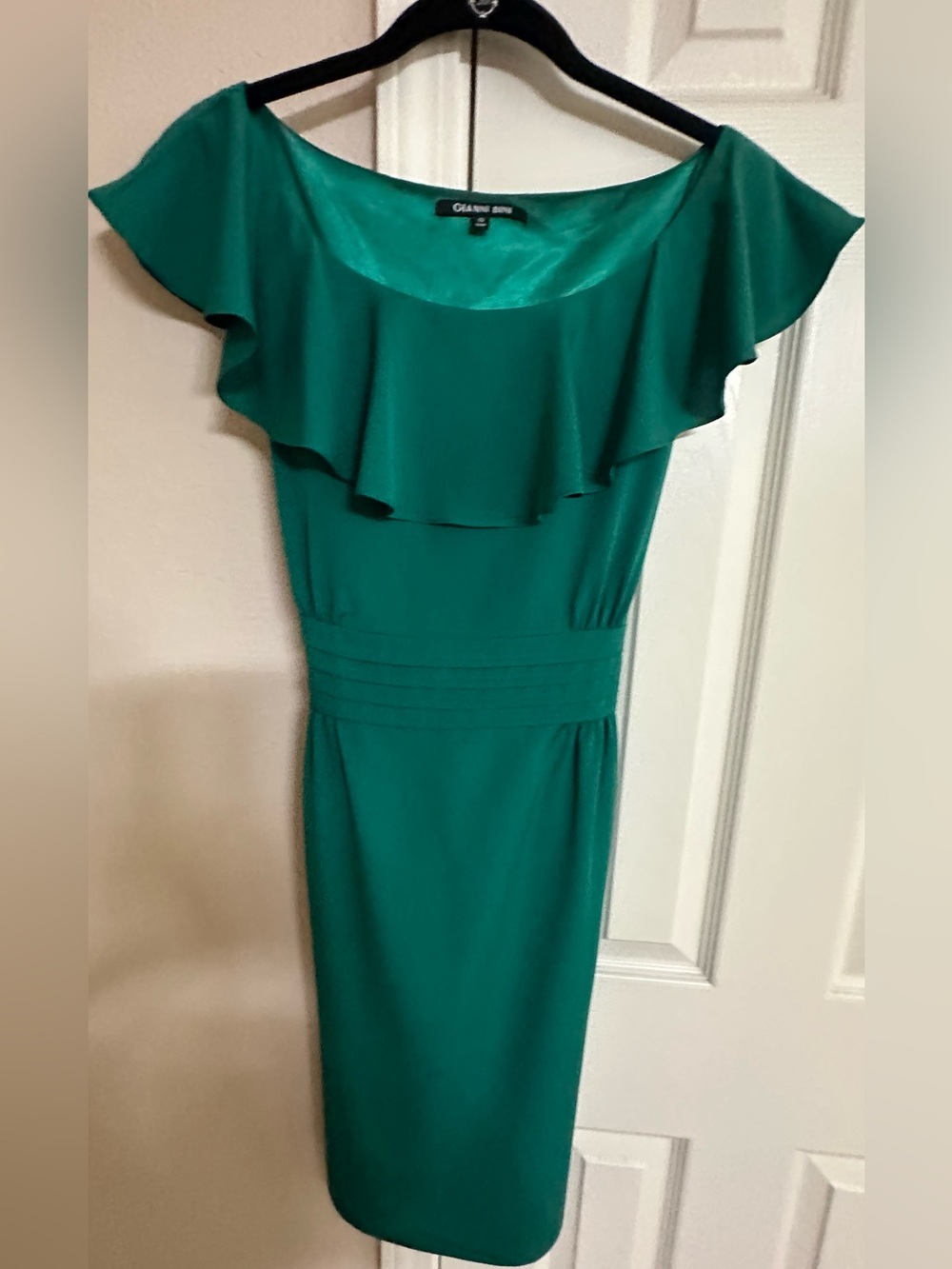 Gianni Bini Emerald Ruffle-Neck Midi Dress Size 10